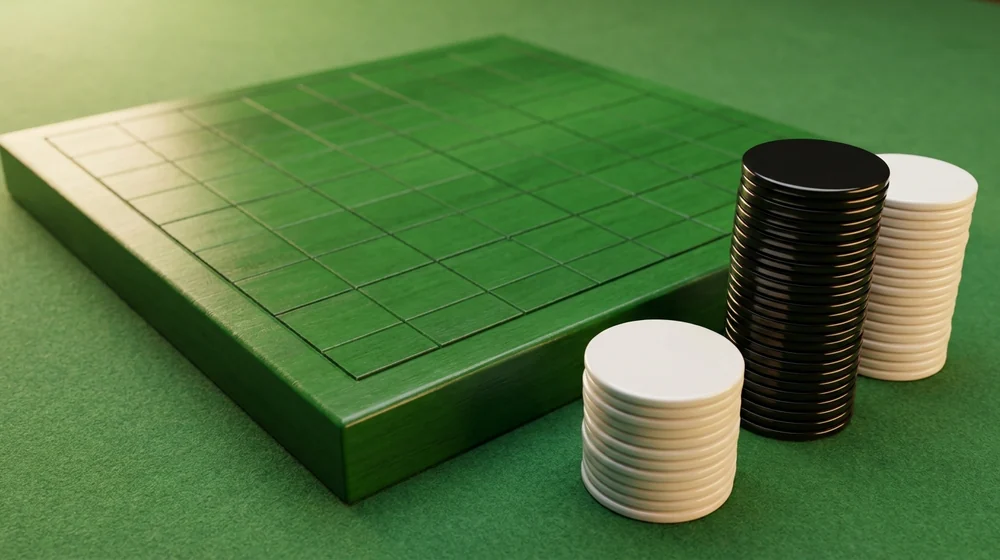 The two colours of a completed Reversi board being tallied side by side to decide the winner, shown for Reversi