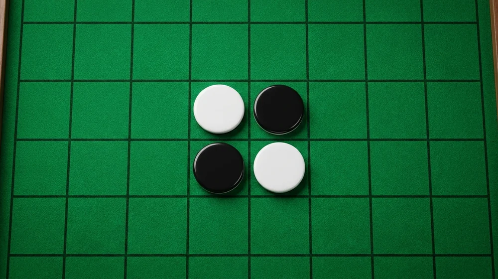The four central discs of a Reversi board arranged in the starting diagonal cross, shown for Othello